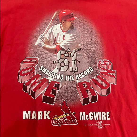 Vintage 1998 Mark Mcguire St. Louis Cardinals “Smashing the Record” T-Shirt Sz L - Picture 4 of 7